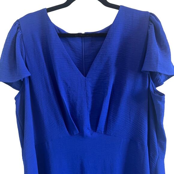 NWT $139 DKNY Soft V Neck Tiered Midi Dress Blue Plus Size 20W - Picture 3 of 9